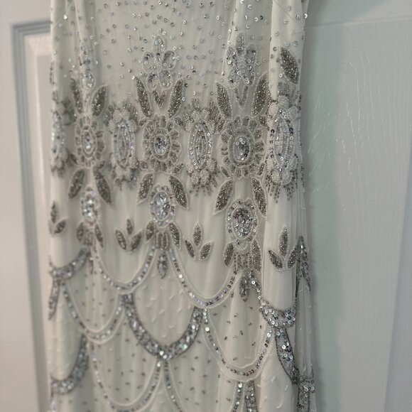 White Beaded Adrianna Papell Short Dress - Picture 4 of 4